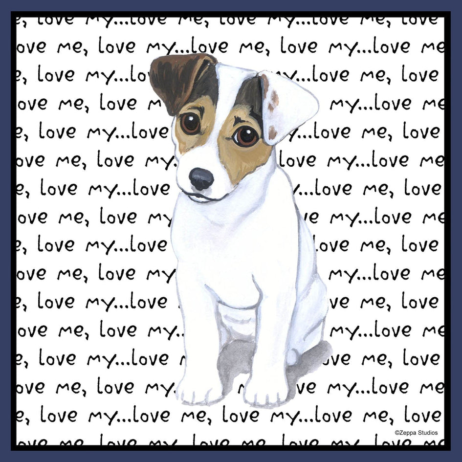 Jack Russell Puppy Love Text - Adult Unisex Crewneck Sweatshirt