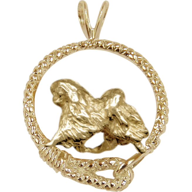 Solid 14K Gold Japanese Chin Leash Pendant