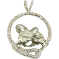 Japanese Chin in Solid Sterling Silver Leash Pendant