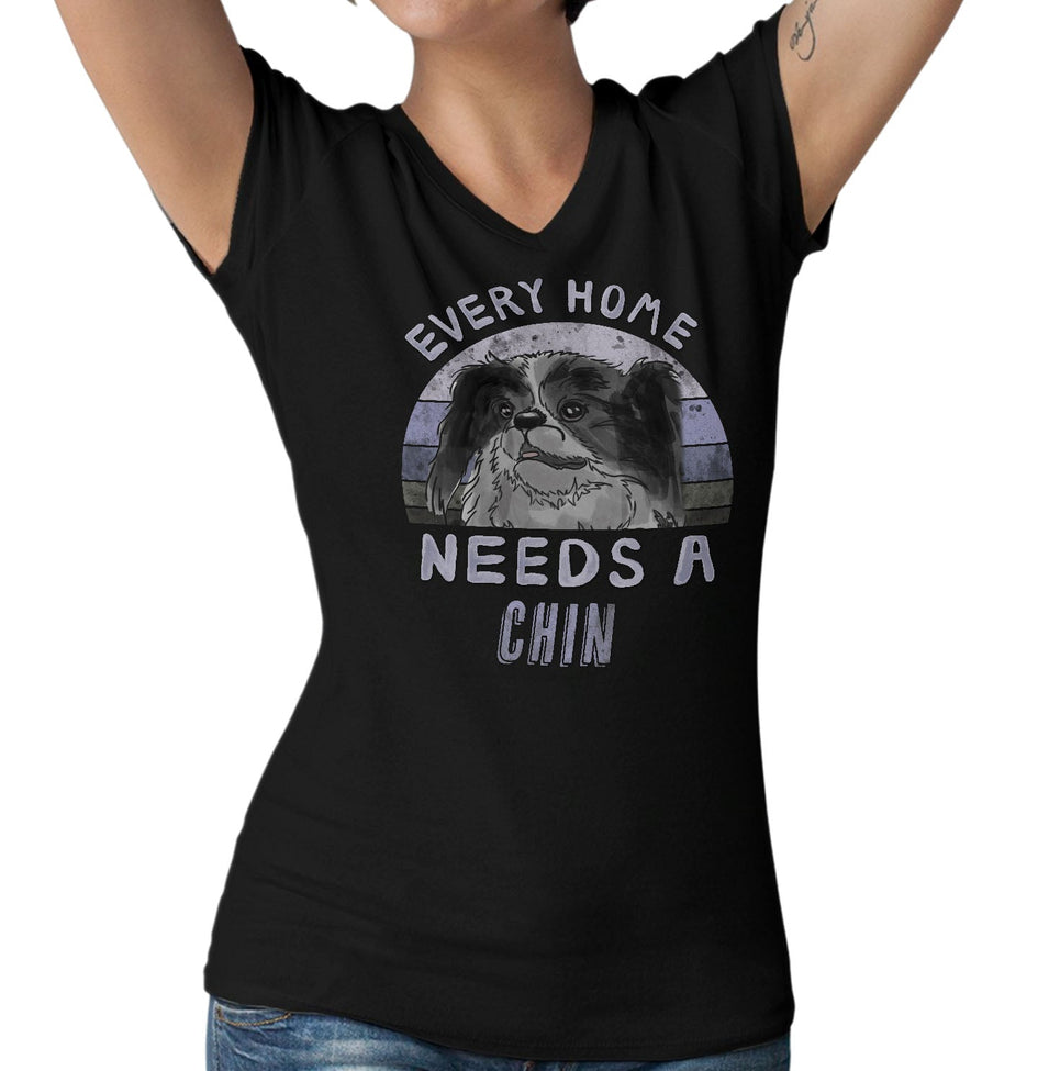 Every Home Needs a Japanese Chin - Women's V-Neck T-Shirt