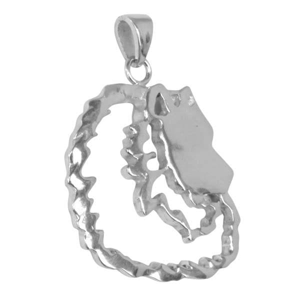Keeshond Sterling Silver Cut Out Pendants