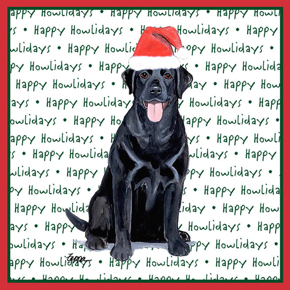 Black Labrador Retriever Happy Howlidays Text - Adult Unisex Long Sleeve T-Shirt