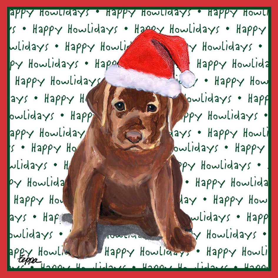 Chocolate Labrador Retriever Puppy Happy Howlidays Text - Adult Unisex T-Shirt