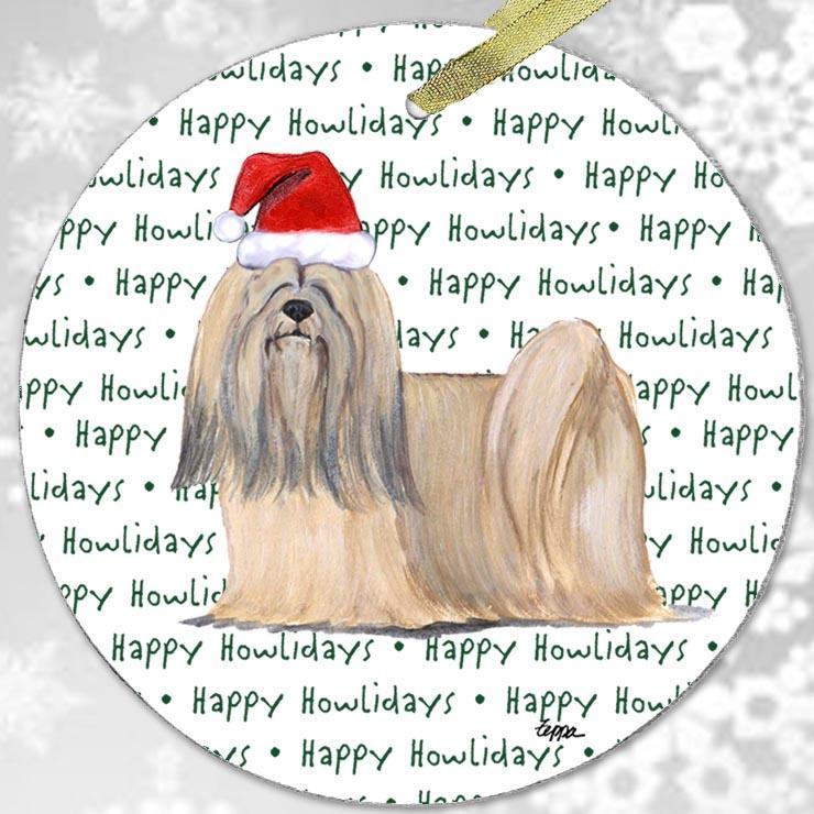 Lhasa Apso "Happy Howlidays" Ornament