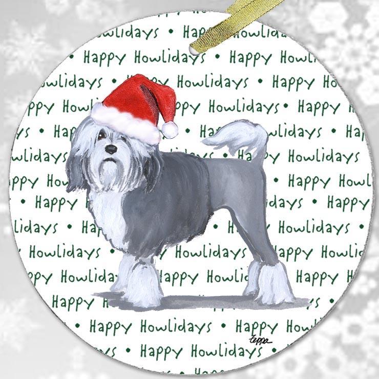 Lowchen "Happy Howlidays" Ornament