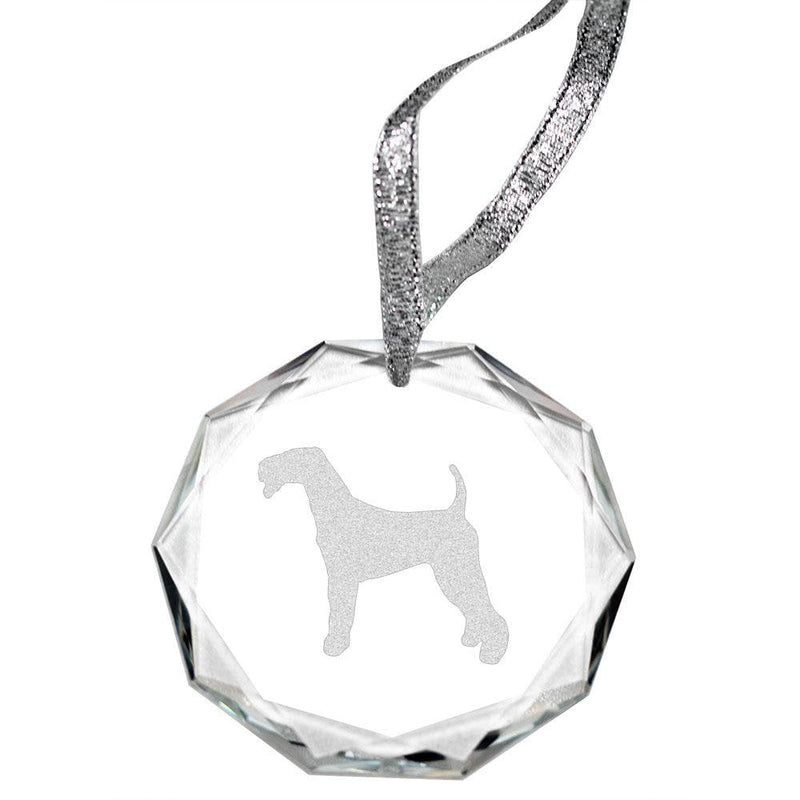 Airedale Terrier Laser Engraved Round Facet Crystal Ornament