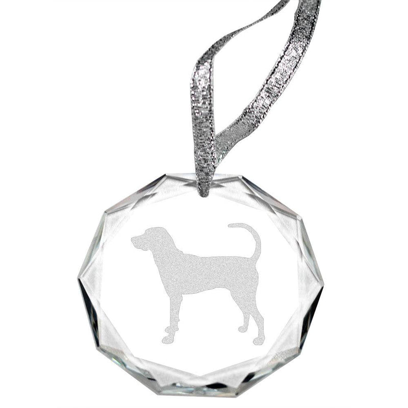 American English Coonhound Laser Engraved Round Facet Crystal Ornament