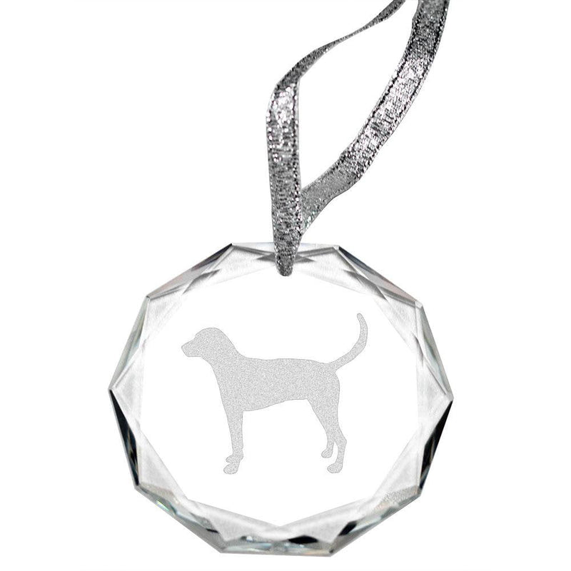 American Foxhound Laser Engraved Round Facet Crystal Ornament