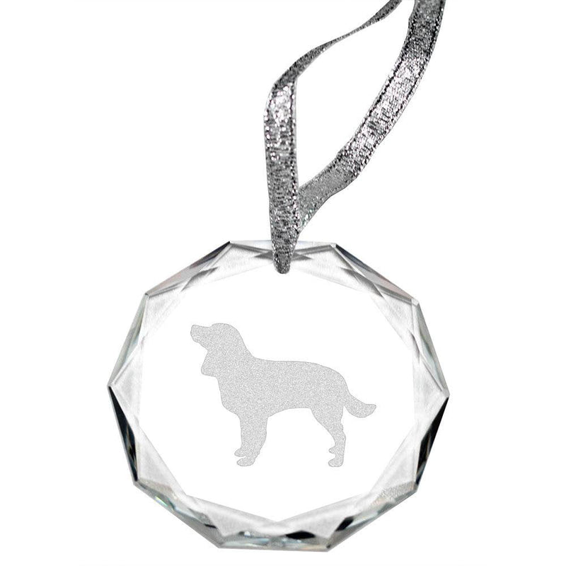 American Water Spaniel Laser Engraved Round Facet Crystal Ornament