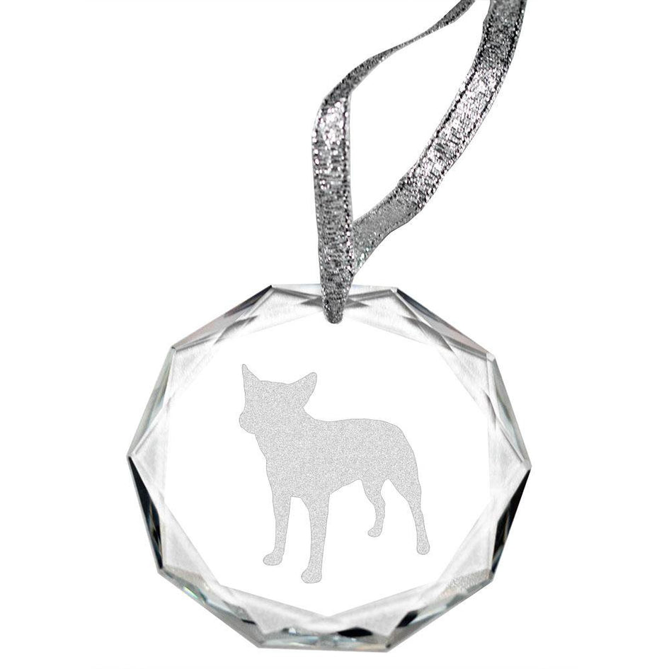 Australian Cattle Dog Laser Engraved Round Facet Crystal Ornament