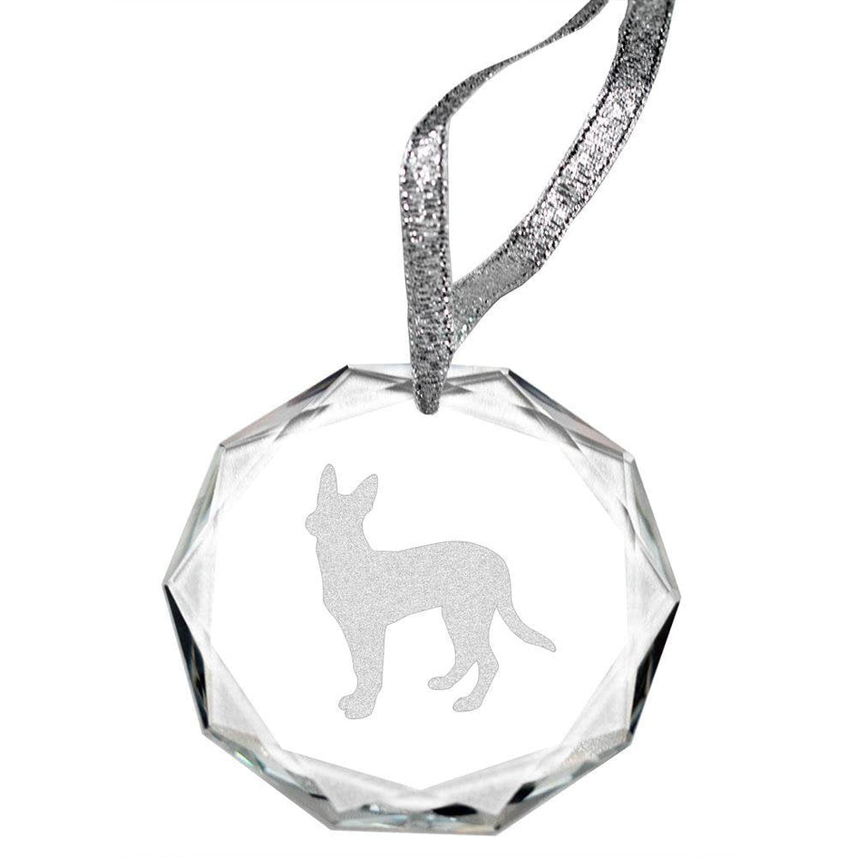 Belgian Malinois Laser Engraved Round Facet Crystal Ornament