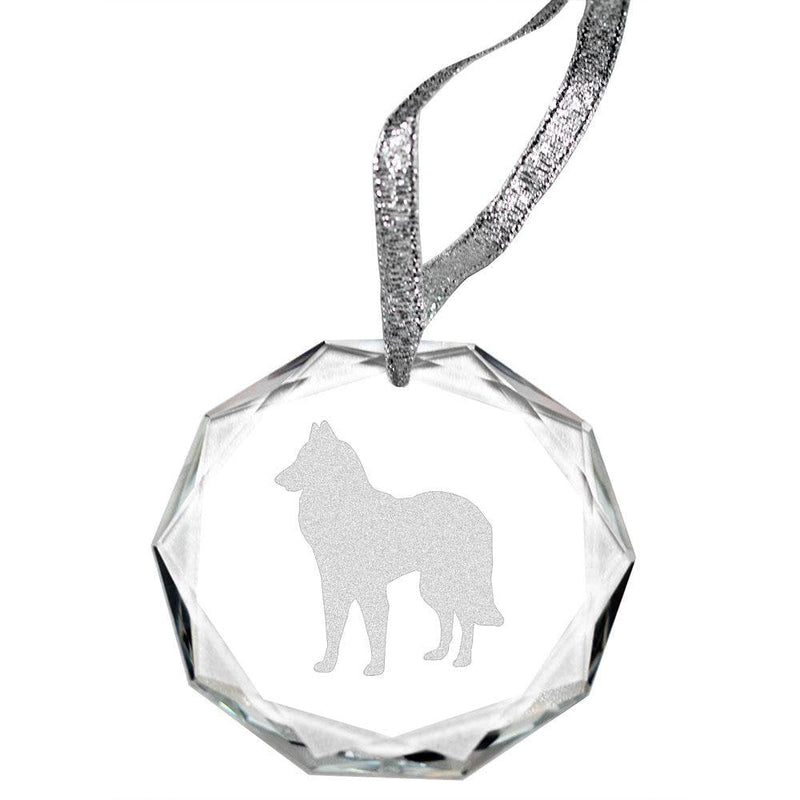 Belgian Tervuren Laser Engraved Round Facet Crystal Ornament