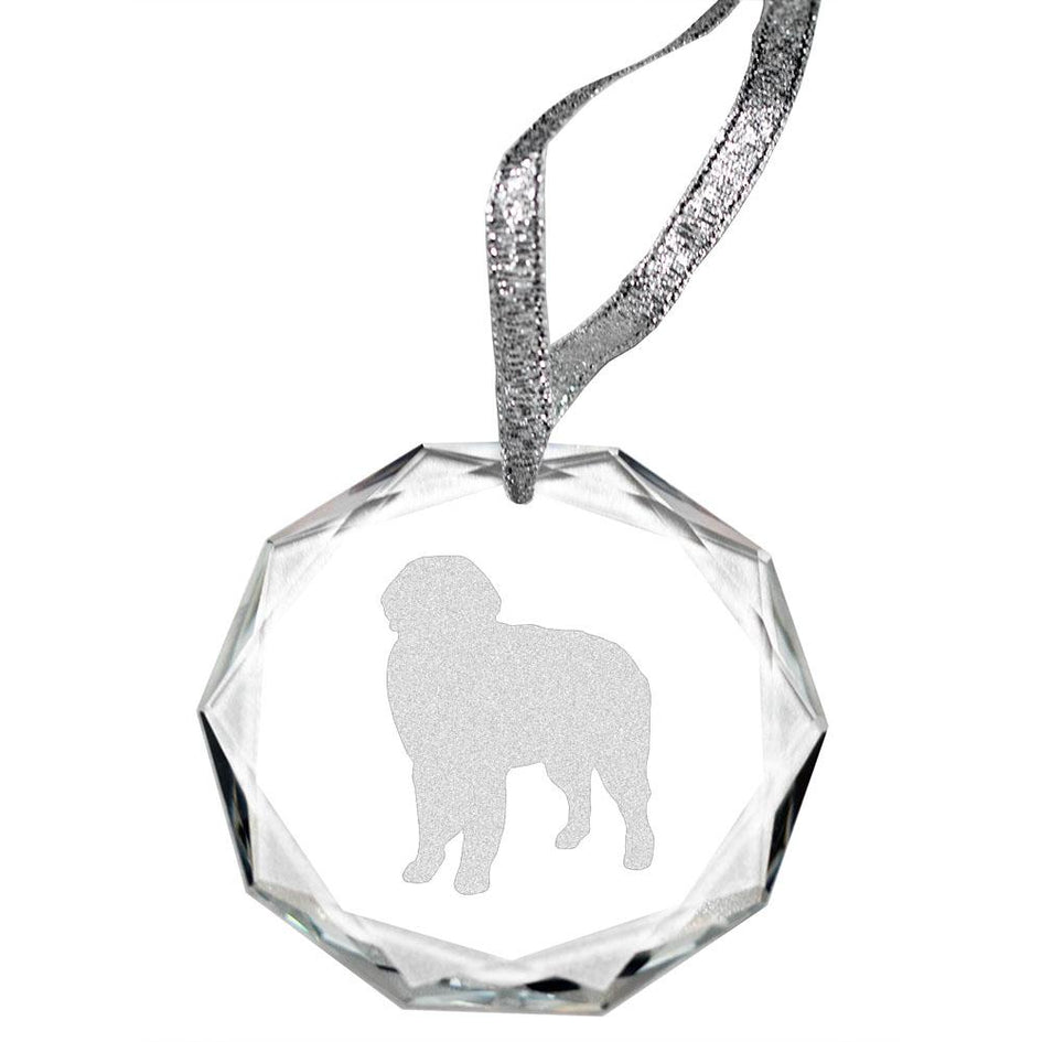 Bernese Mountain Dog Laser Engraved Round Facet Crystal Ornament