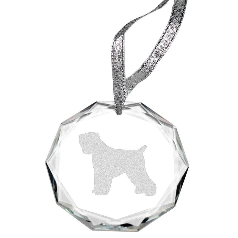 Black Russian Terrier Laser Engraved Round Facet Crystal Ornament