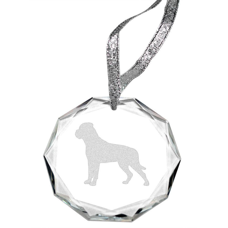 Bullmastiff Laser Engraved Round Facet Crystal Ornament