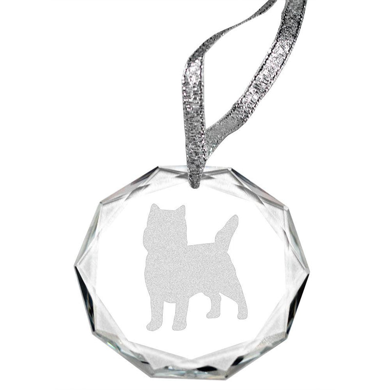 Cairn Terrier Laser Engraved Round Facet Crystal Ornament