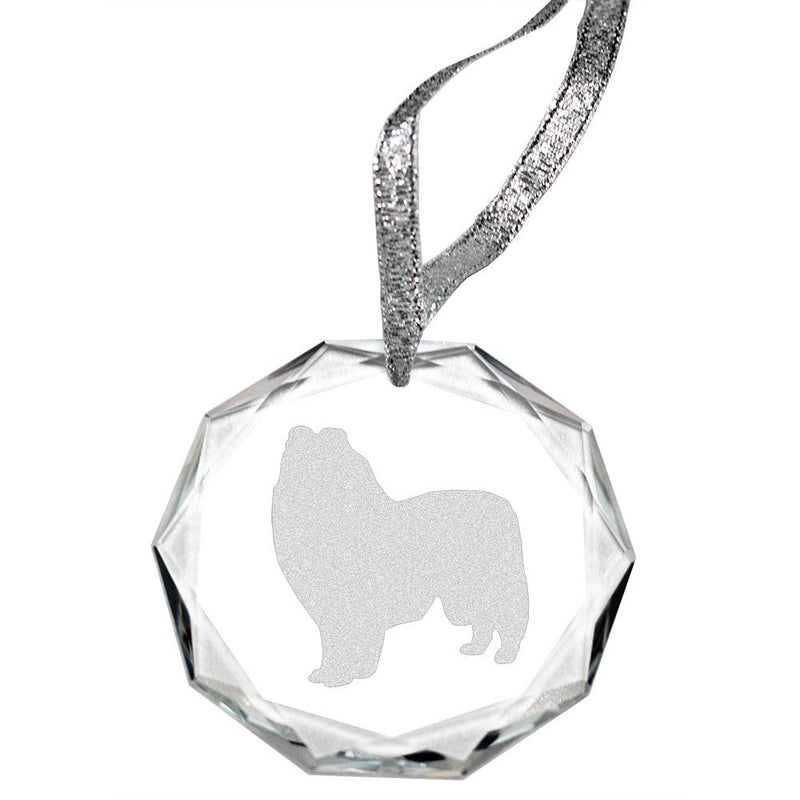 Collie Laser Engraved Round Facet Crystal Ornament