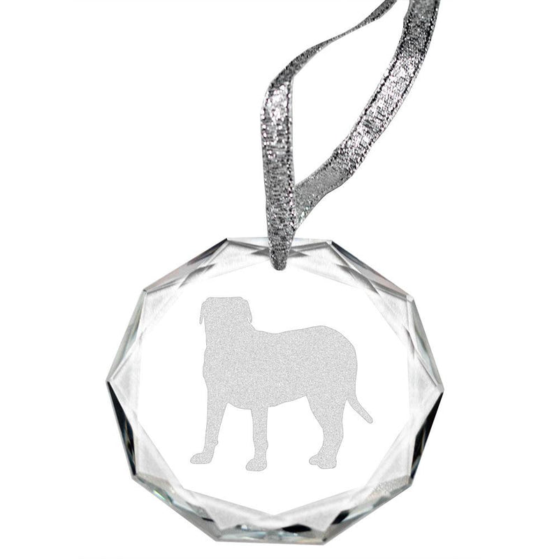 Dogue de Bordeaux Laser Engraved Round Facet Crystal Ornament
