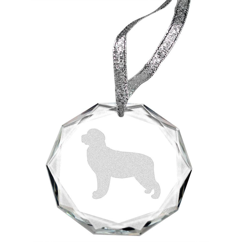 Golden Retriever Laser Engraved Round Facet Crystal Ornament