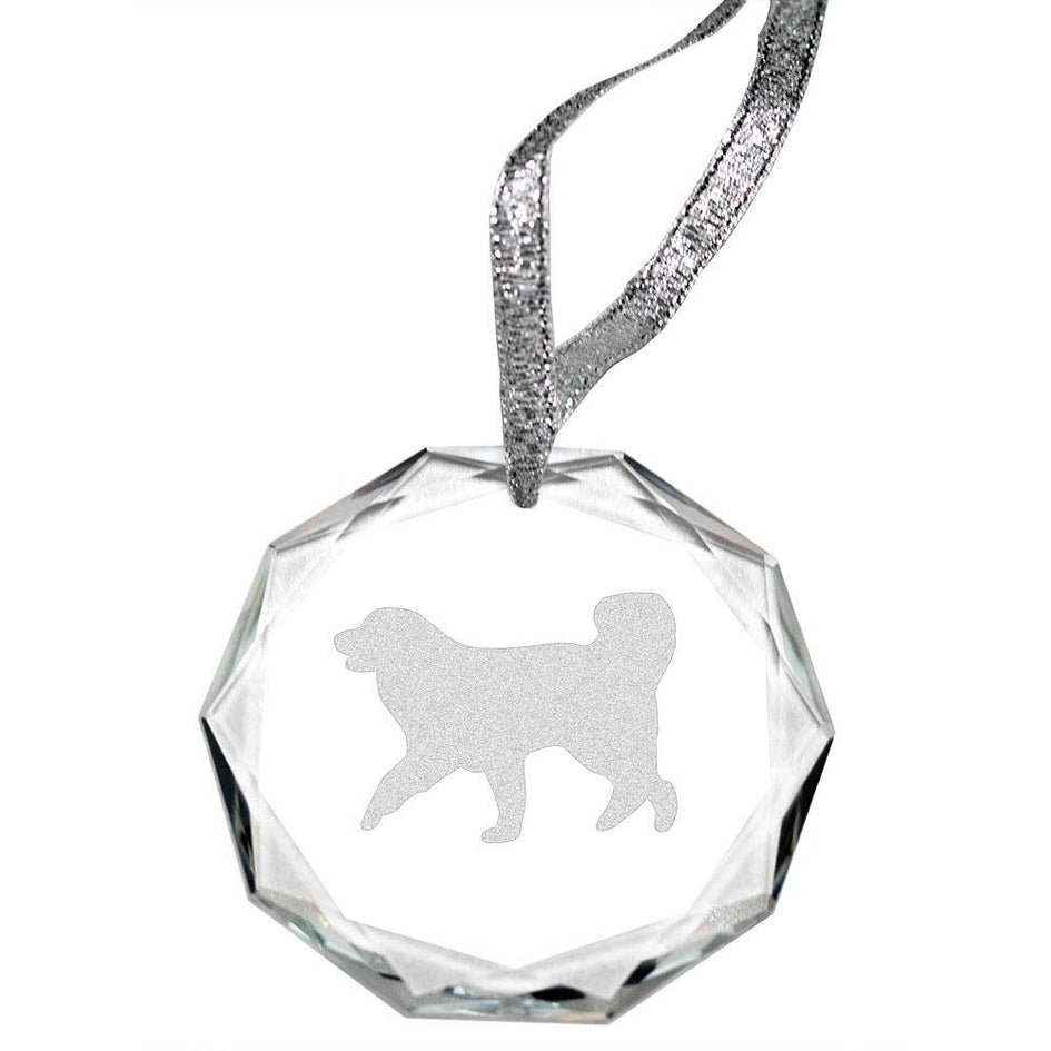 Great Pyrenees Laser Engraved Round Facet Crystal Ornament