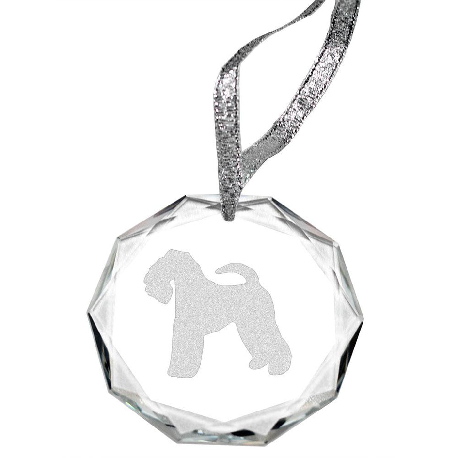 Kerry Blue Terrier Laser Engraved Round Facet Crystal Ornament