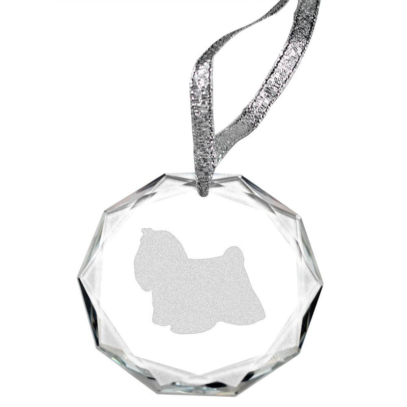 Maltese Laser Engraved Round Facet Crystal Ornament