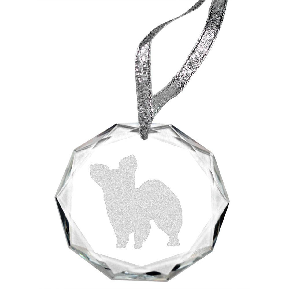 Papillon Laser Engraved Round Facet Crystal Ornament