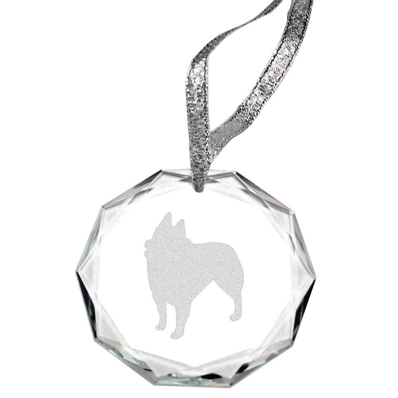 Schipperke Laser Engraved Round Facet Crystal Ornament