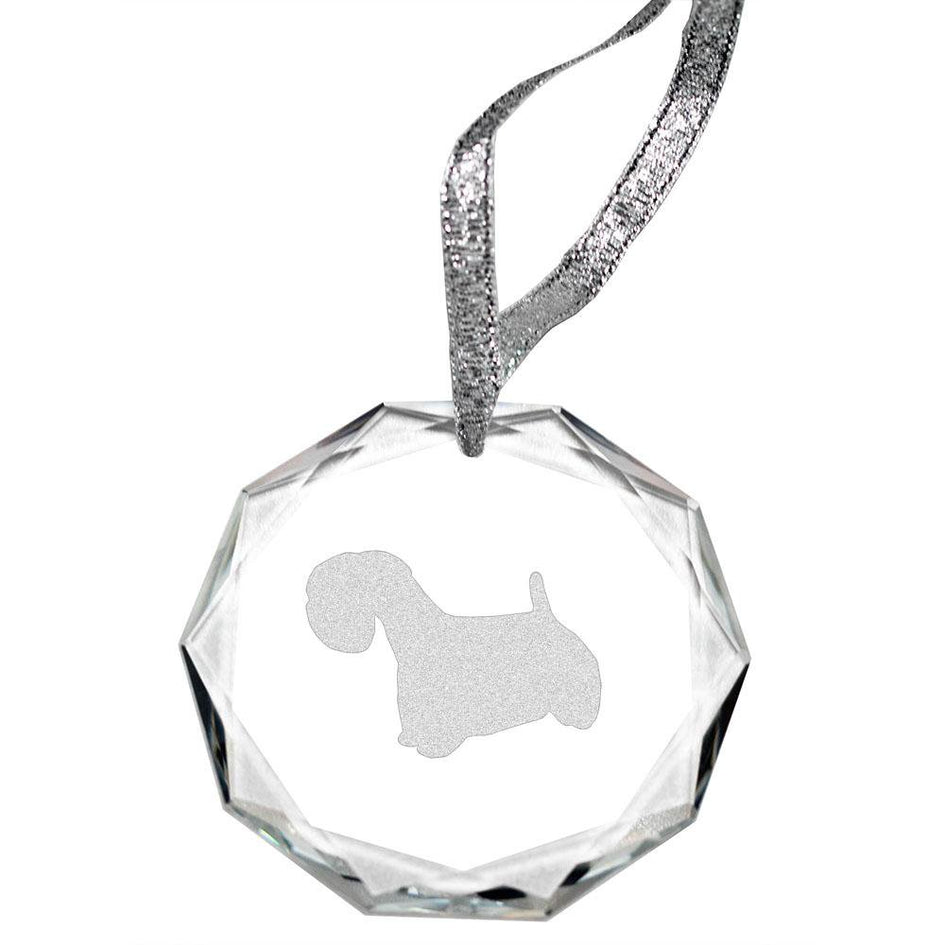 Sealyham Terrier Laser Engraved Round Facet Crystal Ornament