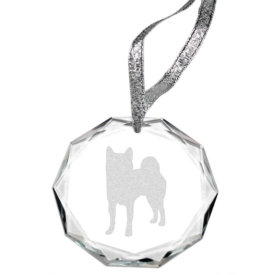 Shiba Inu Laser Engraved Round Facet Crystal Ornament