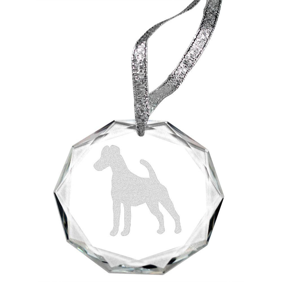 Smooth Fox Terrier Laser Engraved Round Facet Crystal Ornament