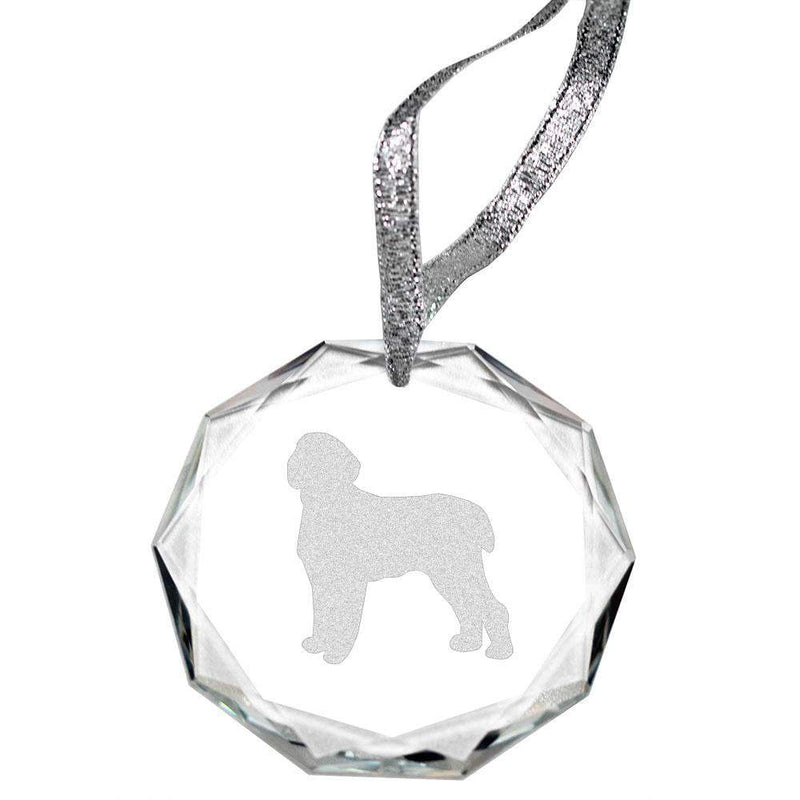 Spinone Italiano Laser Engraved Round Facet Crystal Ornament
