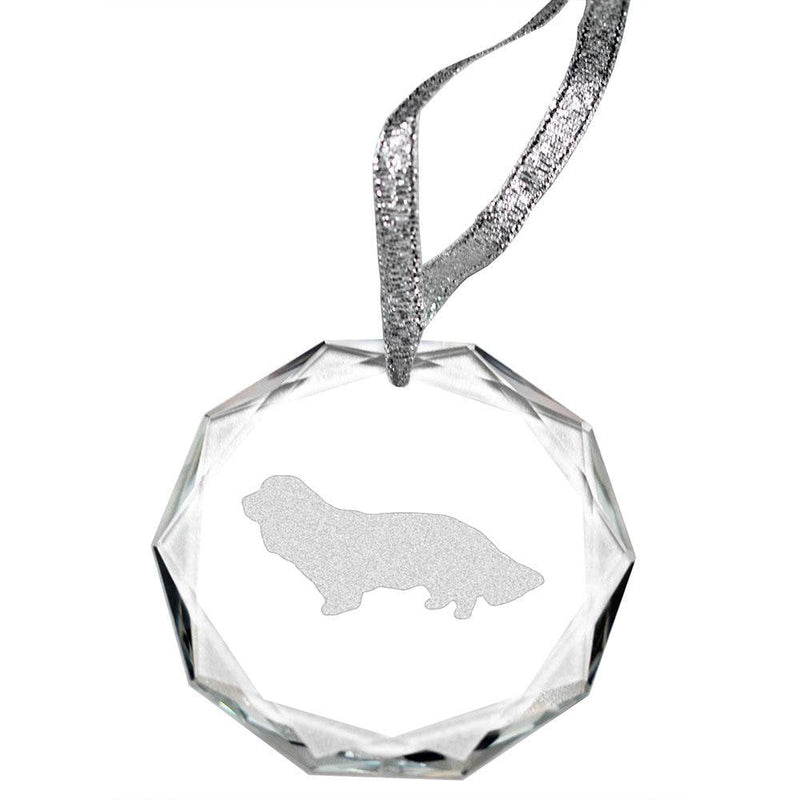 Sussex Spaniel Laser Engraved Round Facet Crystal Ornament