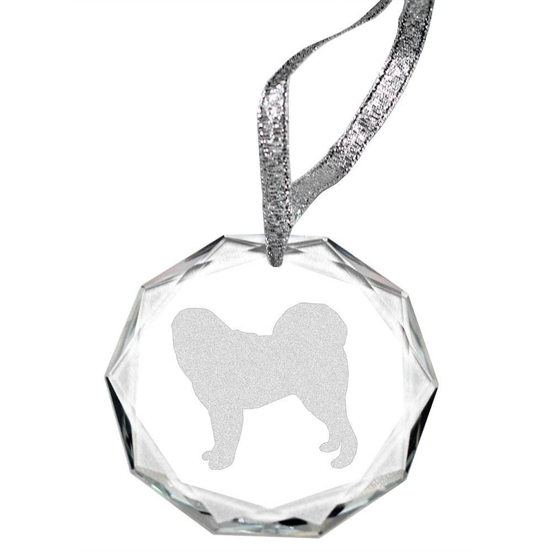 Tibetan Mastiff Laser Engraved Round Facet Crystal Ornament