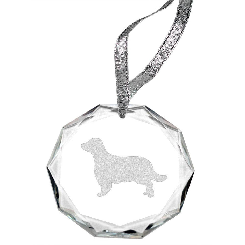 Welsh Springer Spaniel Laser Engraved Round Facet Crystal Ornament