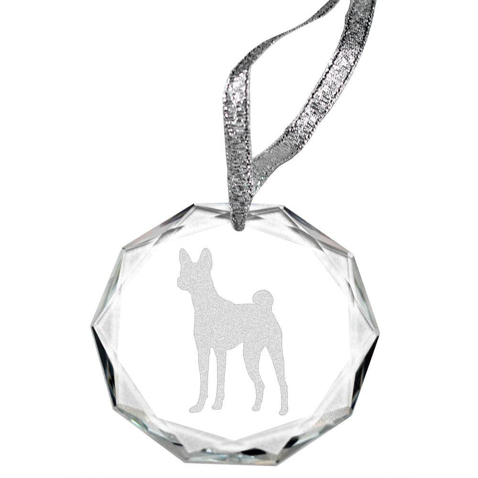 Xoloitzcuintli Laser Engraved Round Facet Crystal Ornament