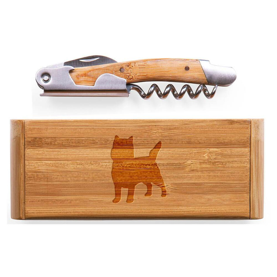 Cairn Terrier Laser Engraved Bamboo Corkscrew with Case