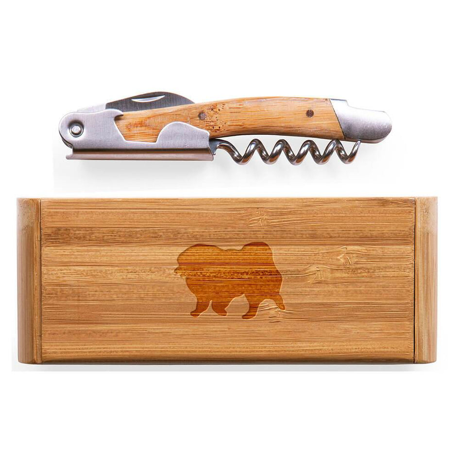 Keeshond Laser Engraved Bamboo Corkscrew with Case