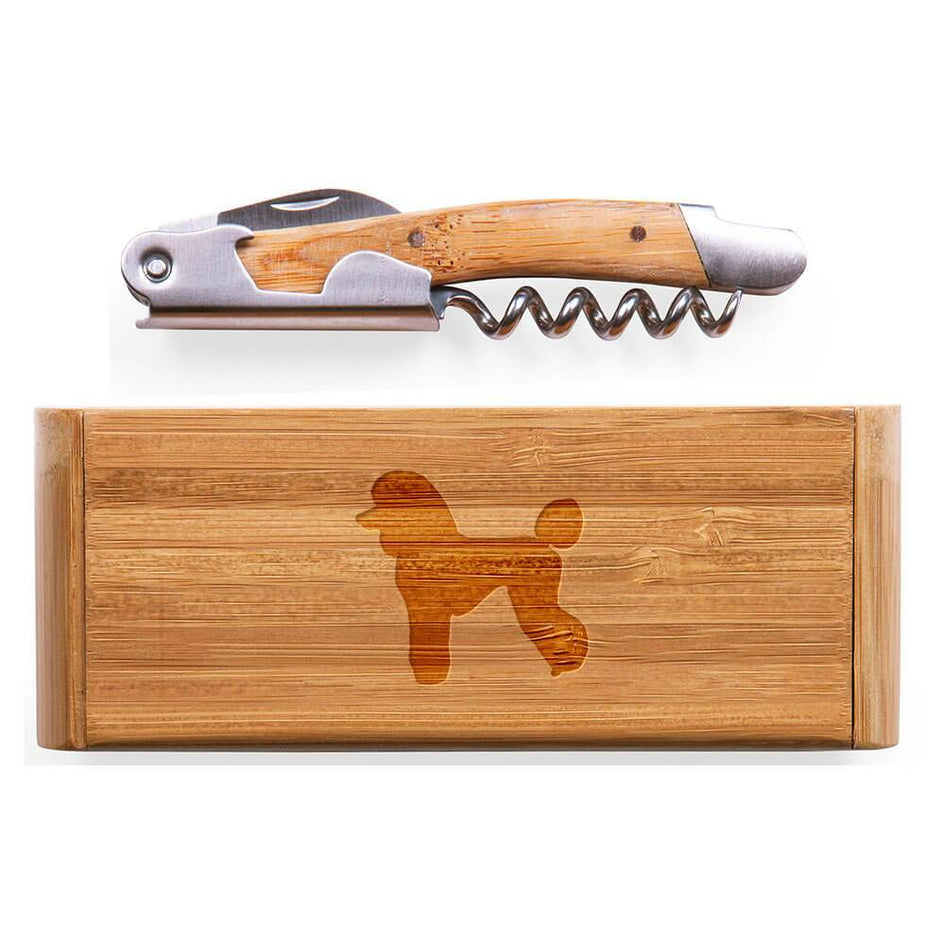 Poodle-Show Cut Laser Engraved Bamboo Corkscrew with Case