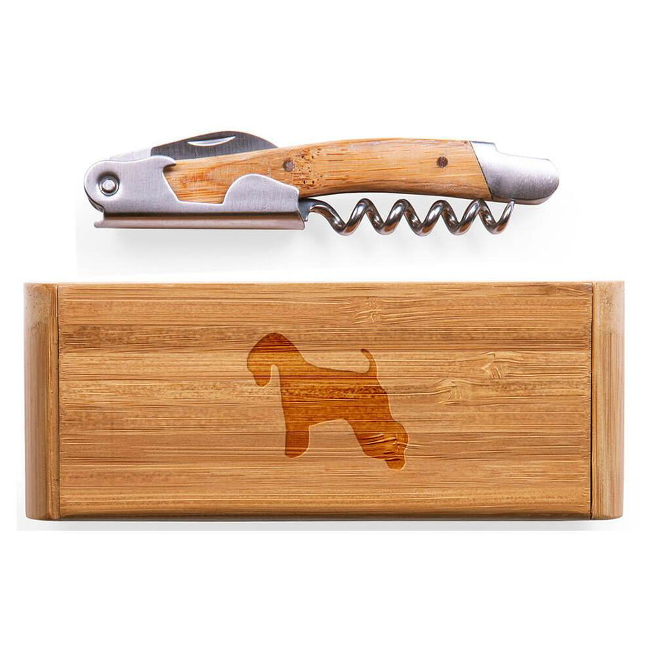 Soft Coated Wheaten Terrier Laser Engraved Bamboo Corkscrew with Case