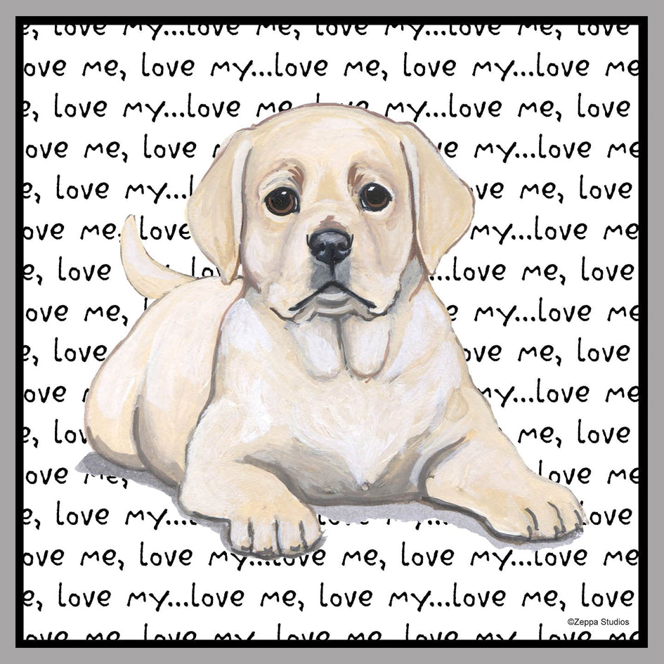 Yellow Labrador Retriever Puppy Love Text - Women's V-Neck T-Shirt