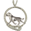 Labrador Retriever in Solid Sterling Silver Leash Pendant