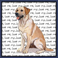Yellow Labrador Retriever Love Text - Adult Unisex Crewneck Sweatshirt