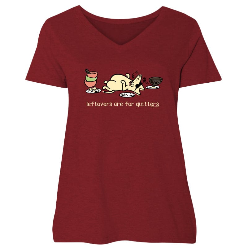 Leftovers Are For Quitters - Ladies Curvy V-Neck Tee