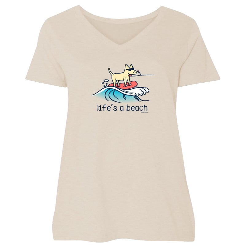 Life's A Beach - Ladies Curvy V-Neck Tee