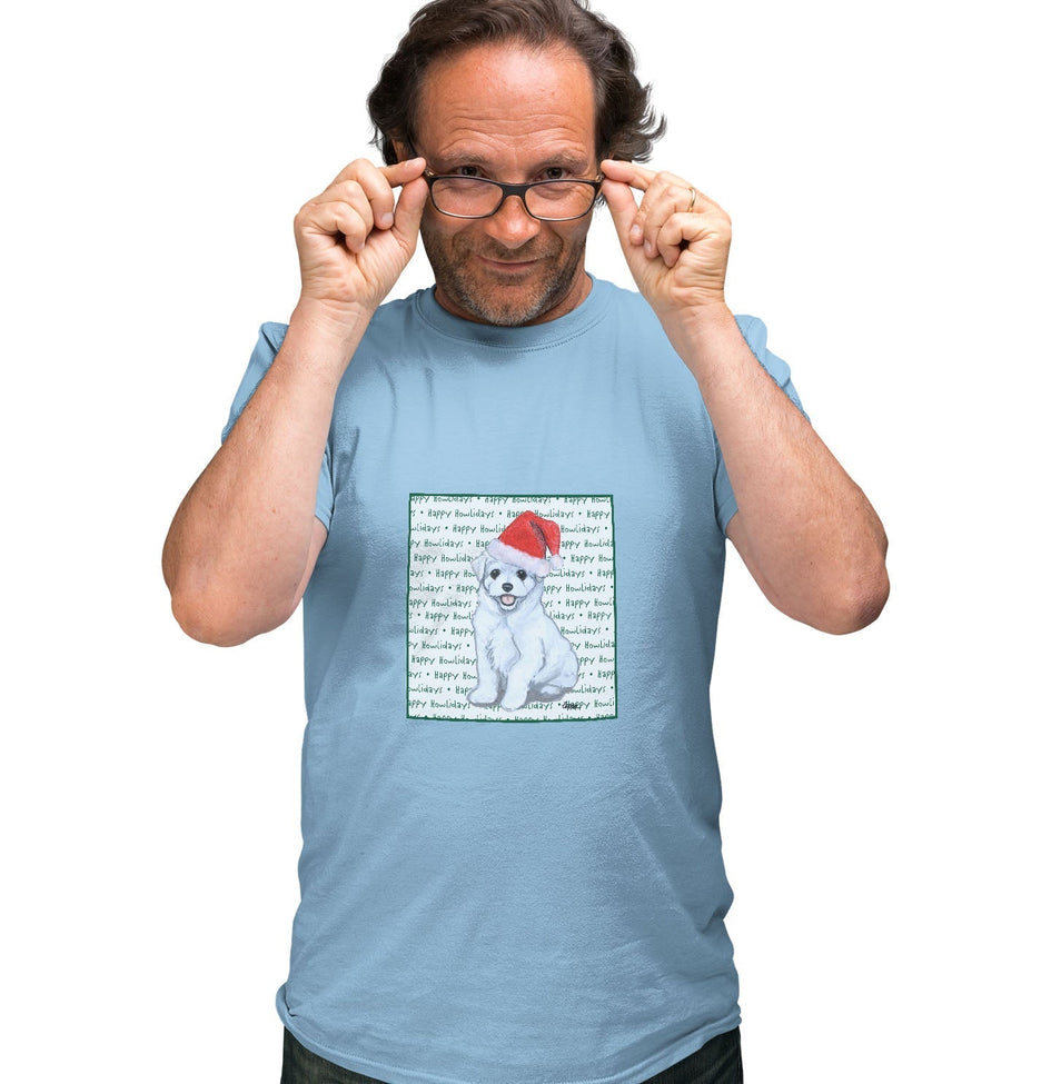 Maltese Happy Puppy Howlidays Text - Adult Unisex T-Shirt