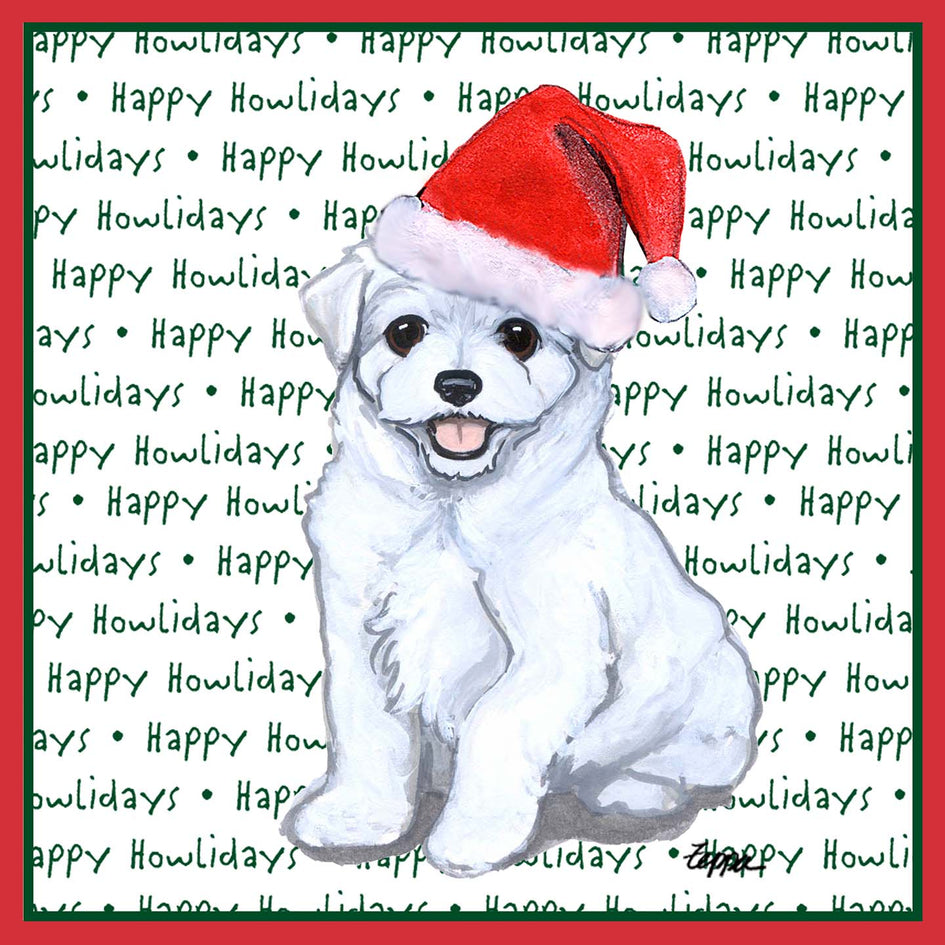 Maltese Happy Puppy Howlidays Text - Adult Unisex T-Shirt