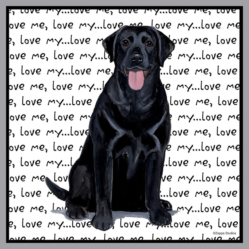 Black Labrador Retriever Love Text - Adult Unisex Hoodie Sweatshirt