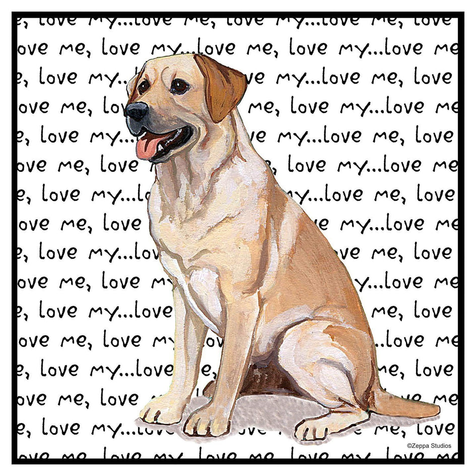 Yellow Labrador Retriever Love Text - Adult Unisex T-Shirt