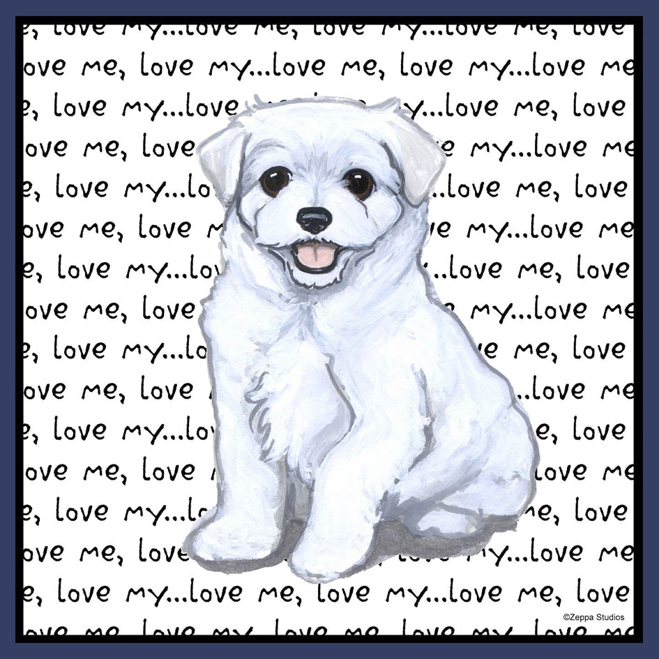 Maltese Puppy Love Text - Adult Unisex Crewneck Sweatshirt